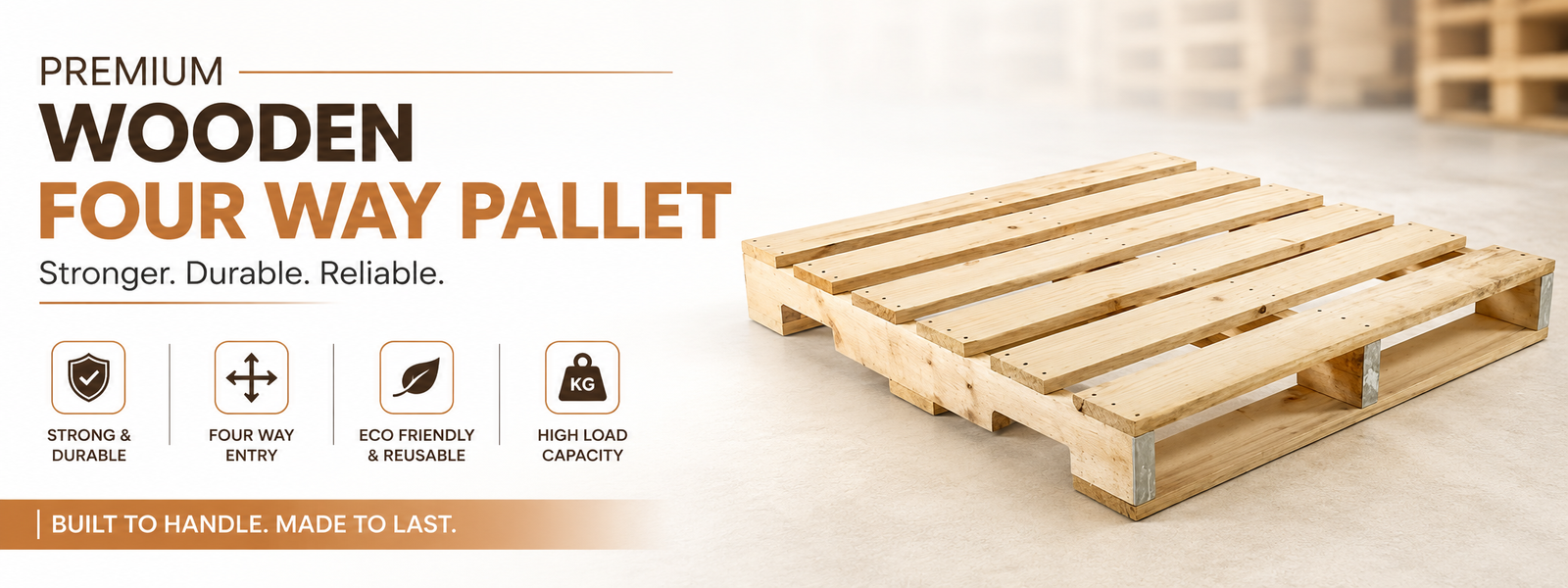 Wooden pallets in warehouse